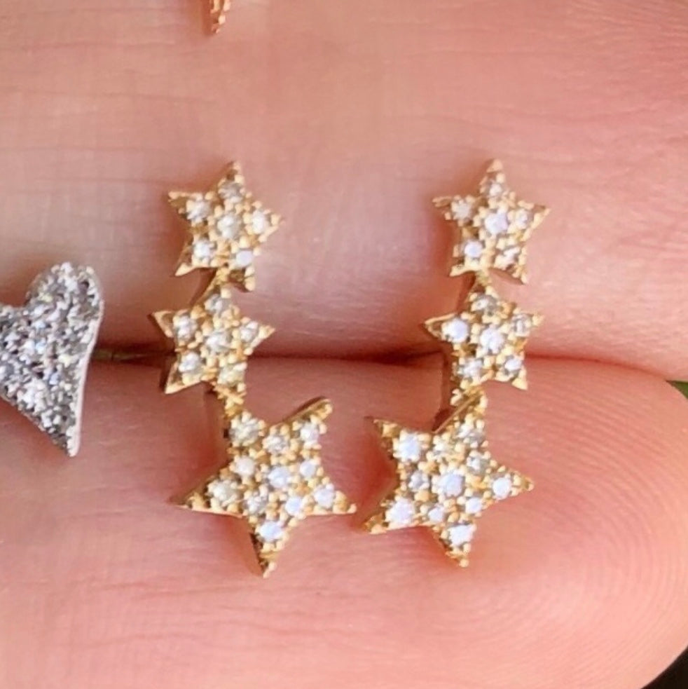 Graduated 3 Star Diamond Studs - Nina Segal Jewelry