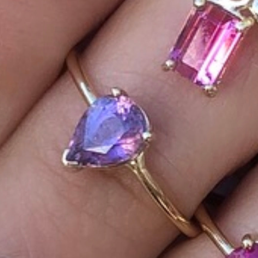 Gem Candy Purple Tourmaline Pear Ring - Nina Segal Jewelry