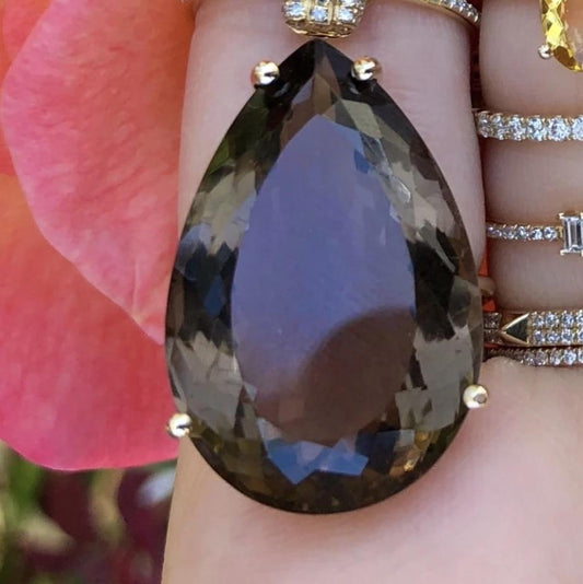 Gem Candy Smoky Quartz Big Pear Ring - Nina Segal Jewelry