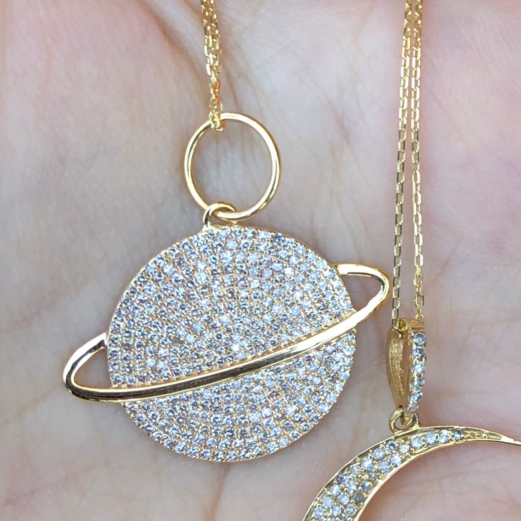 Saturn Planet Diamond Necklace - Nina Segal Jewelry