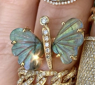 Small Labradorite Diamond Butterfly Ring - Nina Segal Jewelry