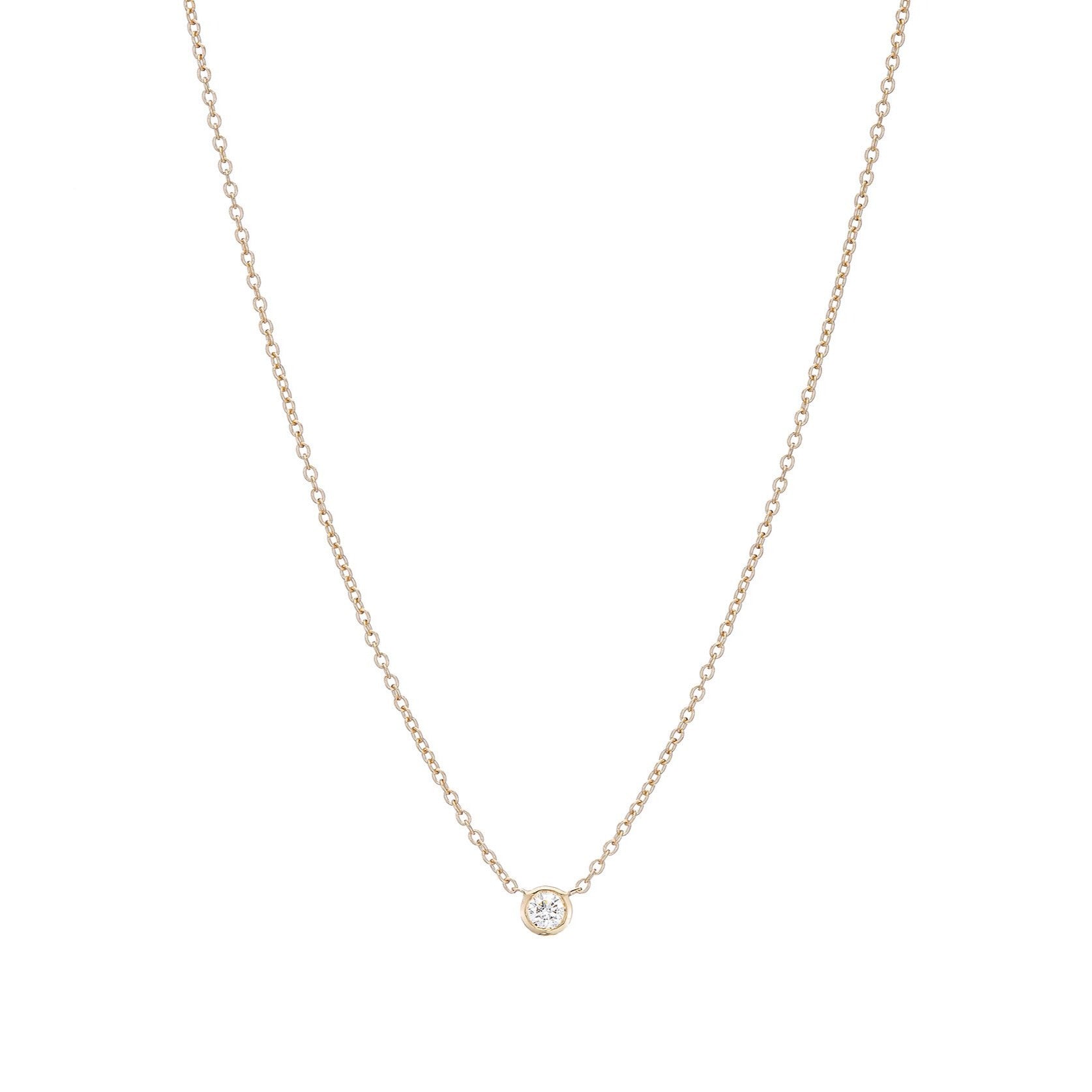 Single Diamond Bezel Necklace .02ct-.10ct - Nina Segal Jewelry