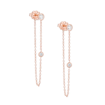 Double Diamond Chain Drop Studs - Nina Segal Jewelry