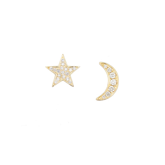 Large Moon and Star Studs - Nina Segal Jewelry