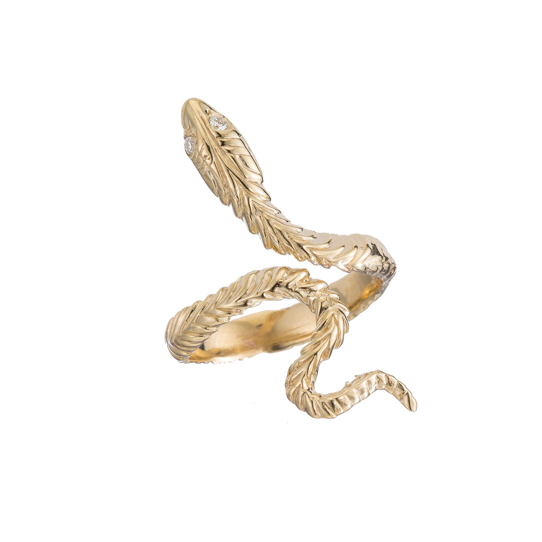 Snake Ring with Diamond Eyes - Nina Segal Jewelry