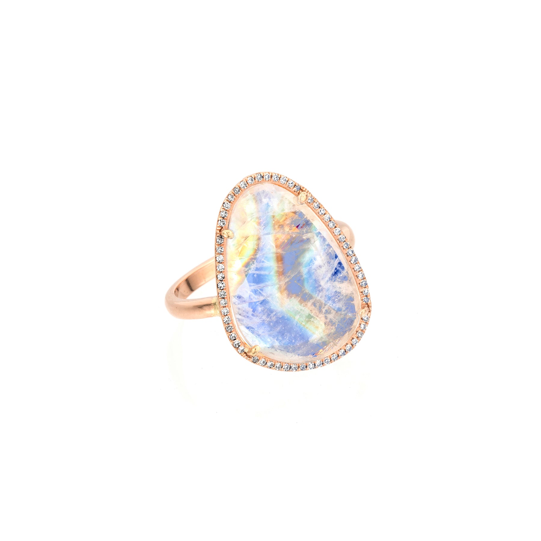 Large Rainbow Magic Moonstone Diamond Ring - Nina Segal Jewelry