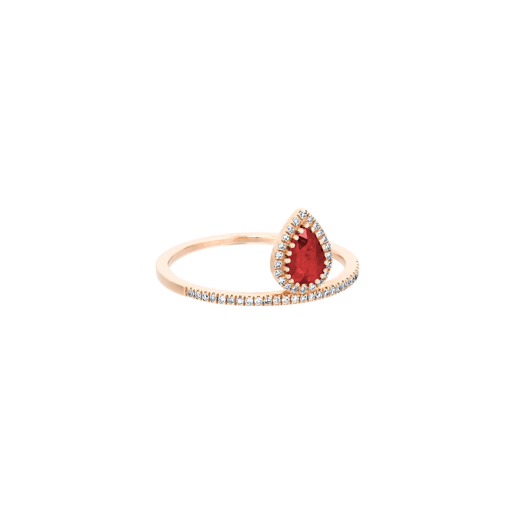 Ruby Tear Drop Top Band Diamond Ring - Nina Segal Jewelry