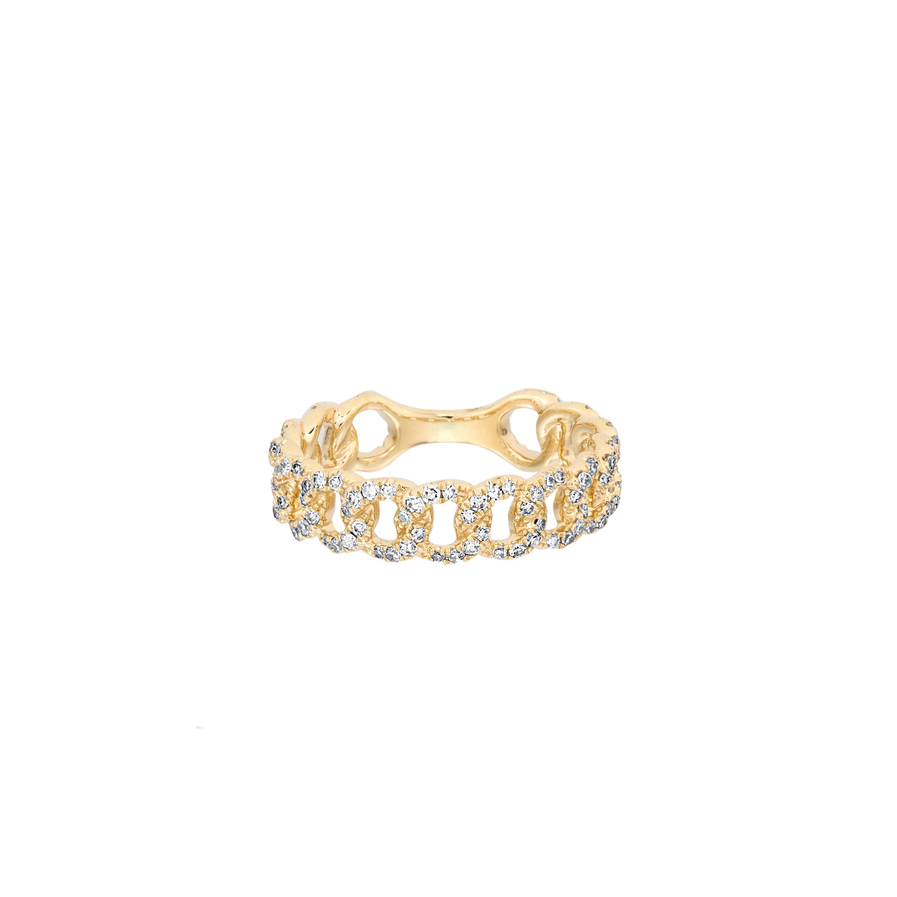 Small Diamond Cuban Link Chain Ring - Nina Segal Jewelry