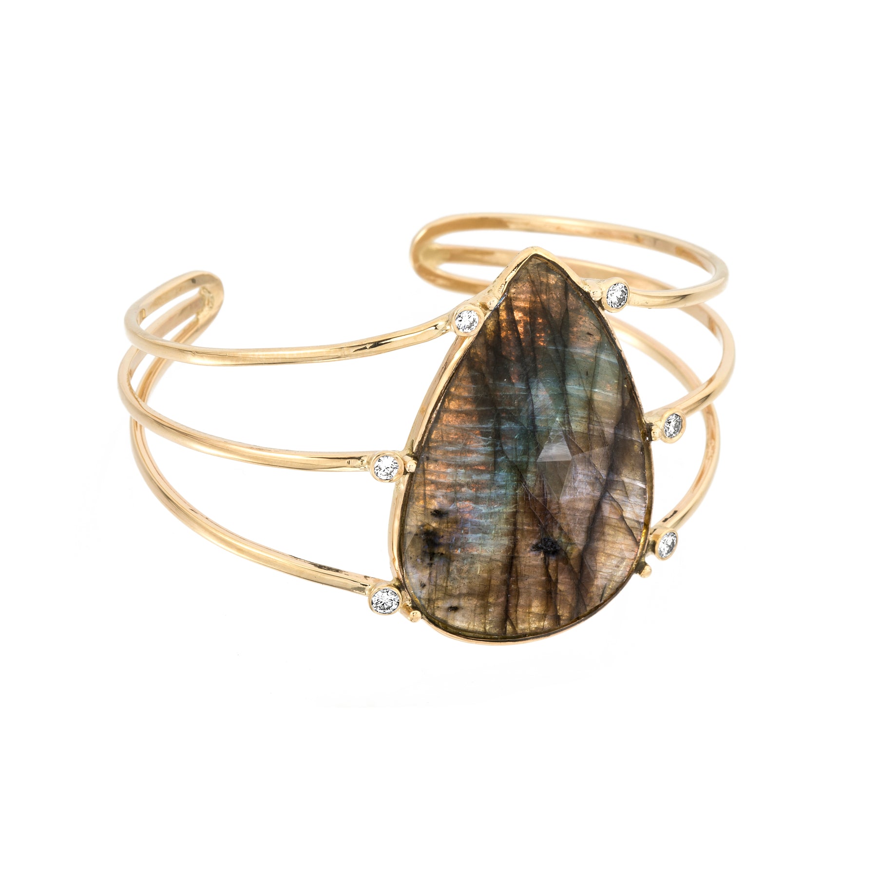 Labradorite Pear Diamond Cuff - Nina Segal Jewelry