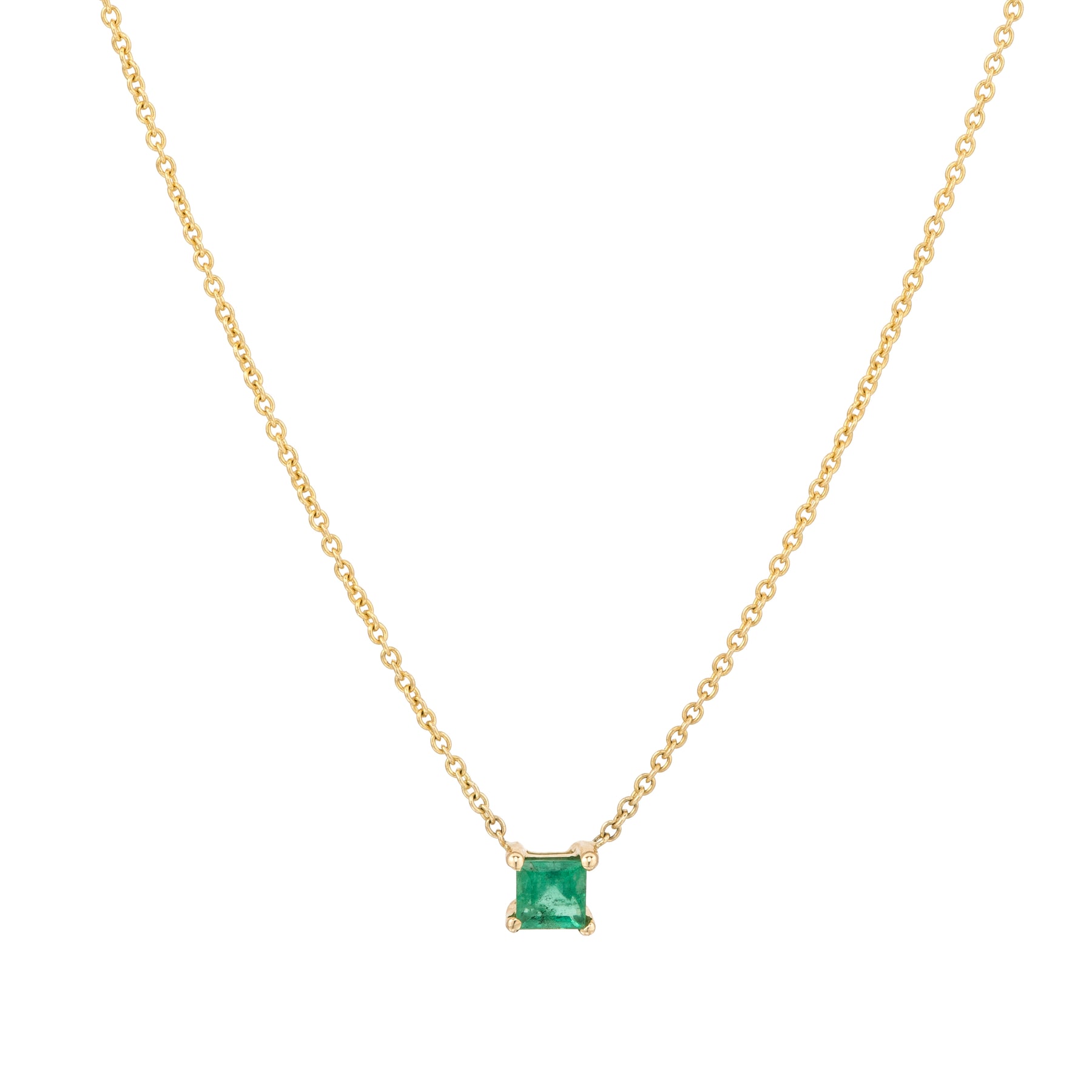 Tiny Princess Cut Emerald Necklace - Nina Segal Jewelry