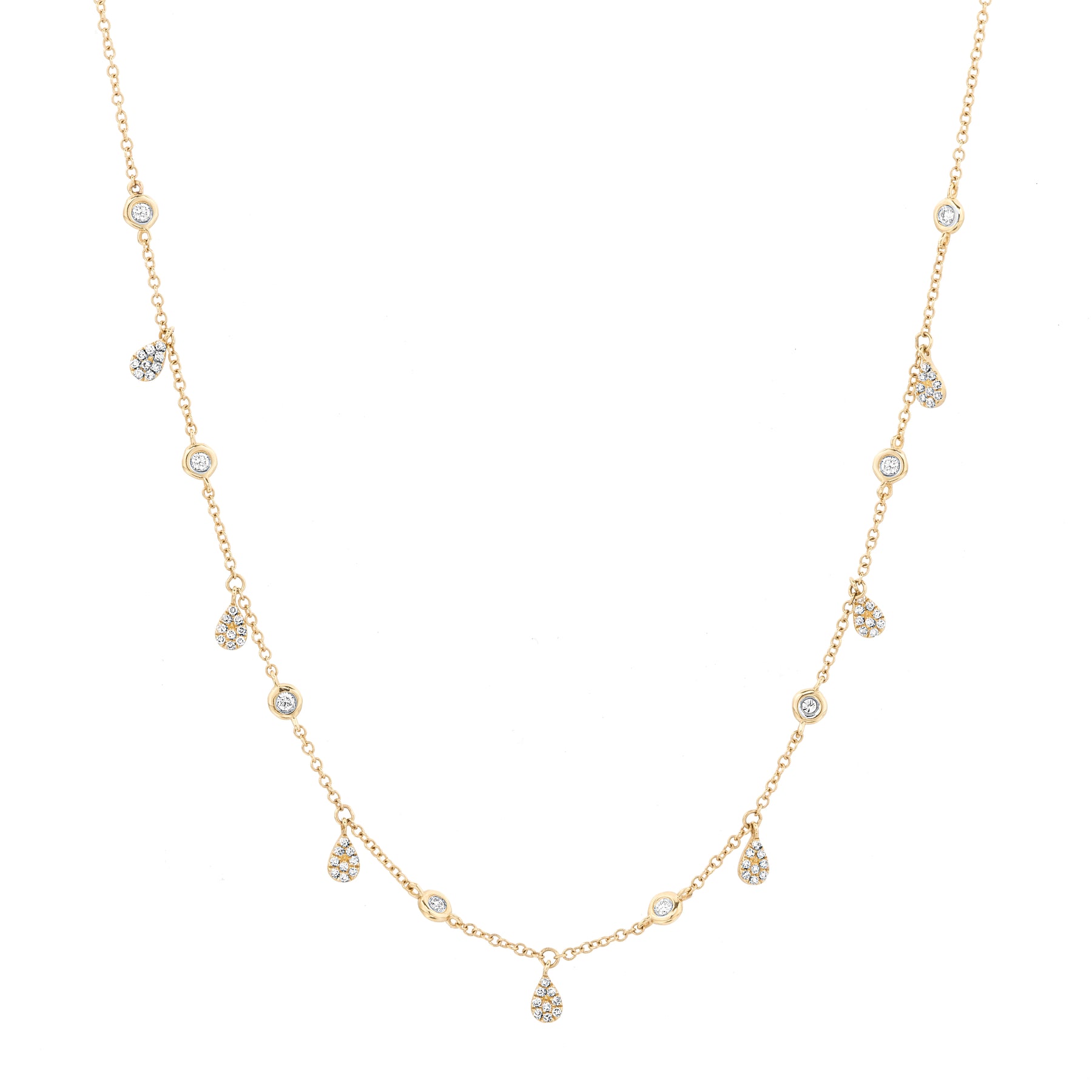 Tiny Diamond Tear Drop Bezel Shaker Necklace - Nina Segal Jewelry