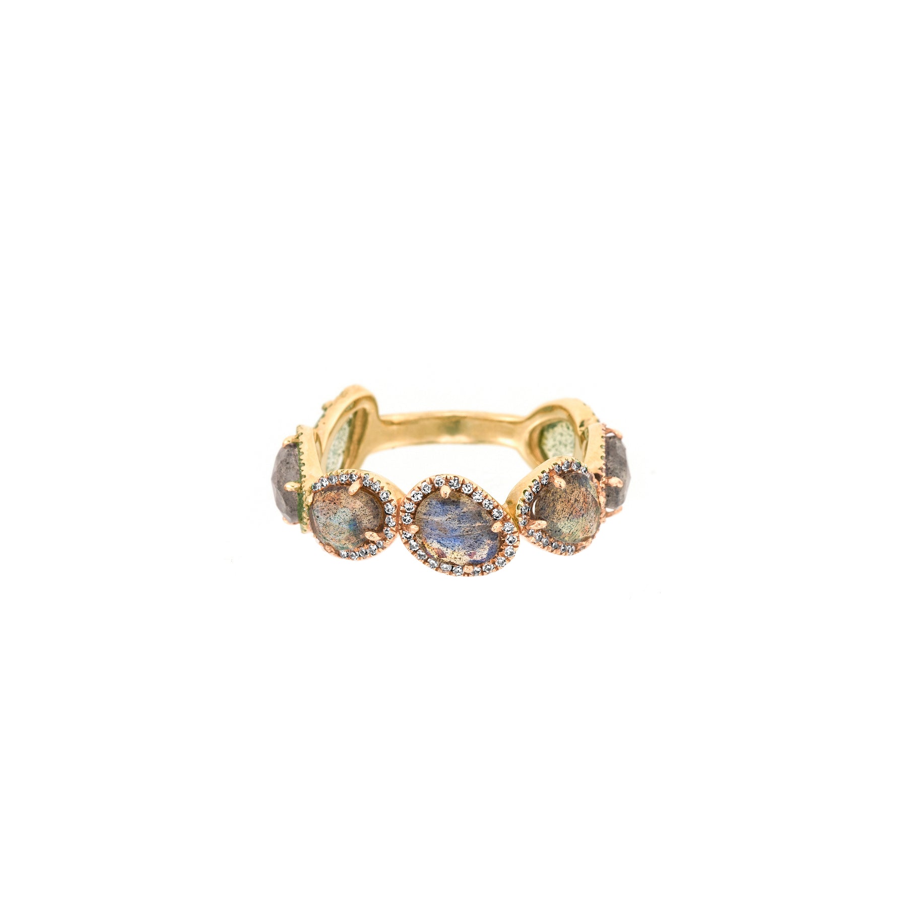 7 Organic Shape Labradorite Diamond Band Ring - Nina Segal Jewelry