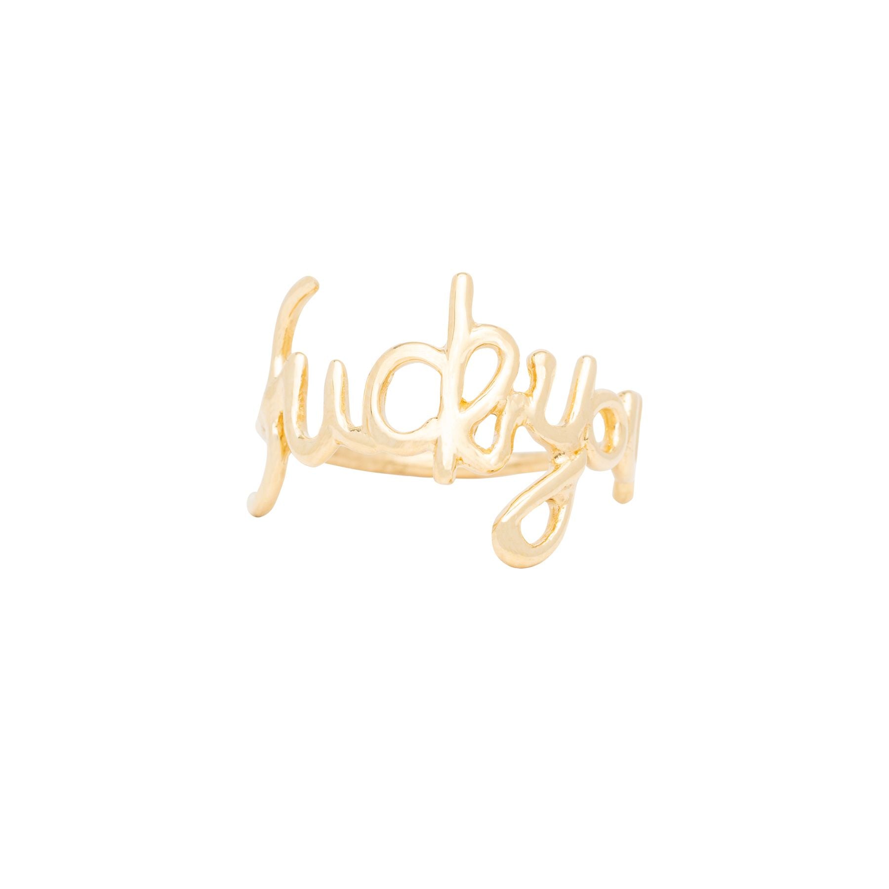 Plain Gold Cursive Fuck You Ring - Nina Segal Jewelry