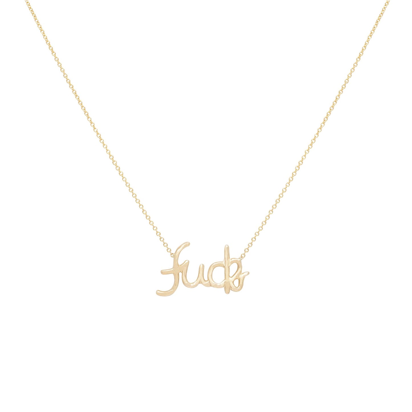 Plain Gold Cursive Fuck Necklace - Nina Segal Jewelry