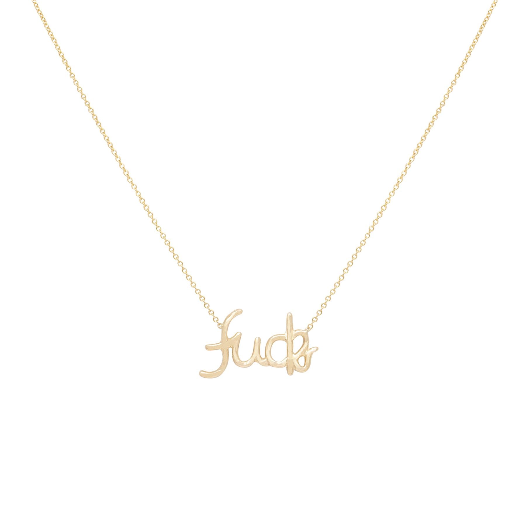 Plain Gold Cursive Fuck Necklace - Nina Segal Jewelry