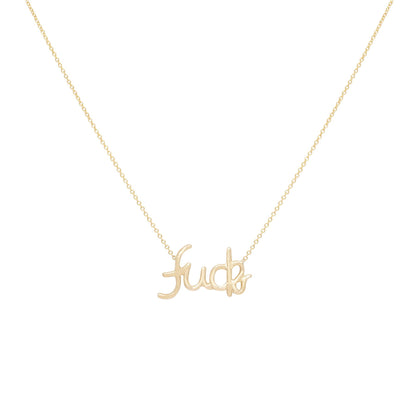 Plain Gold Cursive Fuck Necklace - Nina Segal Jewelry