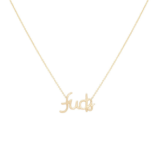 Plain Gold Cursive Fuck Necklace - Nina Segal Jewelry