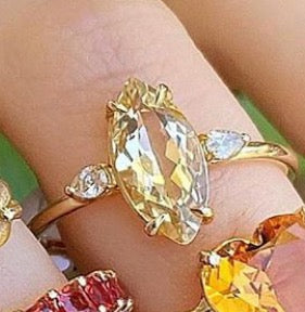 Yellow Beryl Marquise Pear Diamond Ring - Nina Segal Jewelry