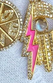 Pink Enamel Diam Lightning Bolt - Nina Segal Jewelry