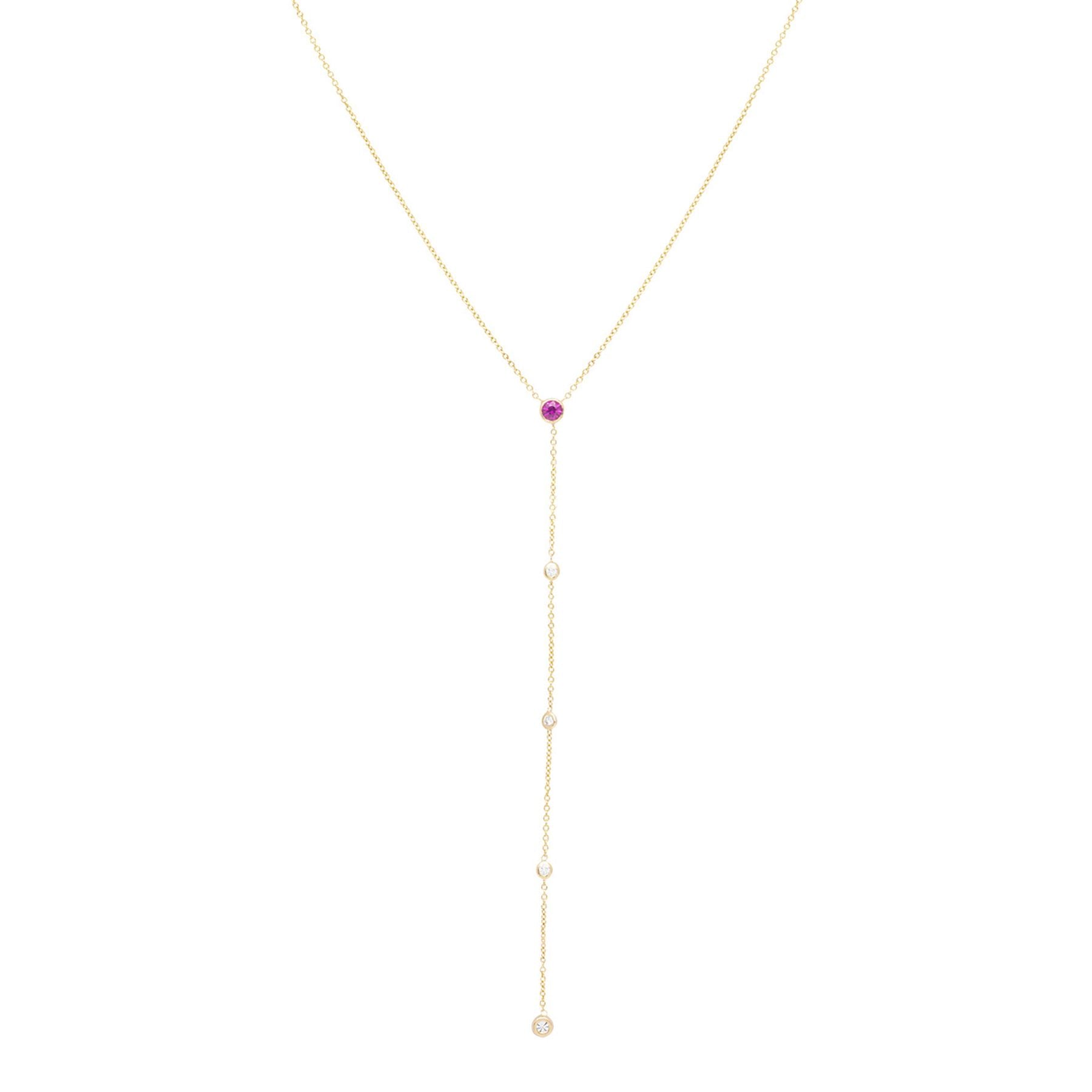 Pink Sapphire Diamond Lariat - Nina Segal Jewelry