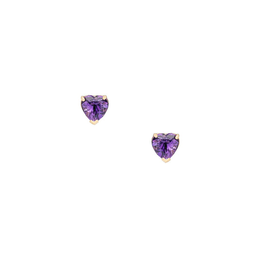 Amethyst Gem Candy Heart Studs - Nina Segal Jewelry