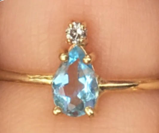 Aquamarine Top Diamond Bezel Ring - Nina Segal Jewelry
