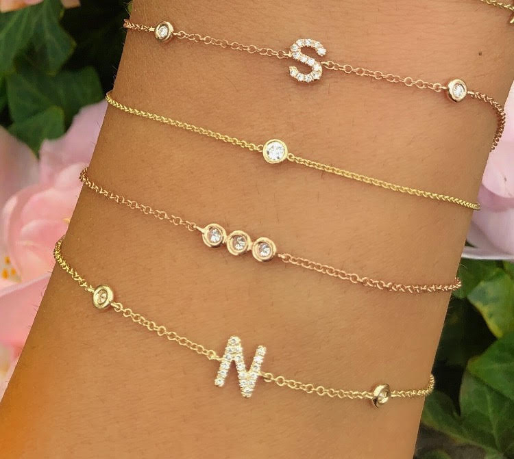 Initial 2 Side Diamond Bracelet - Nina Segal Jewelry