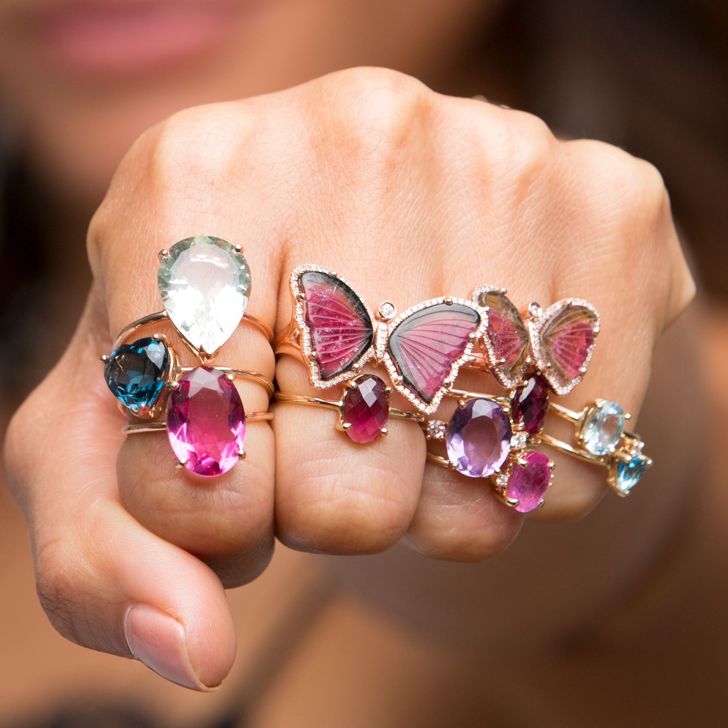 Watermelon Tourmaline Butterfly Ring - Nina Segal Jewelry