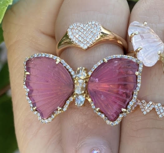 Pink Tourmaline Butterfly Diamond Ring - Nina Segal Jewelry