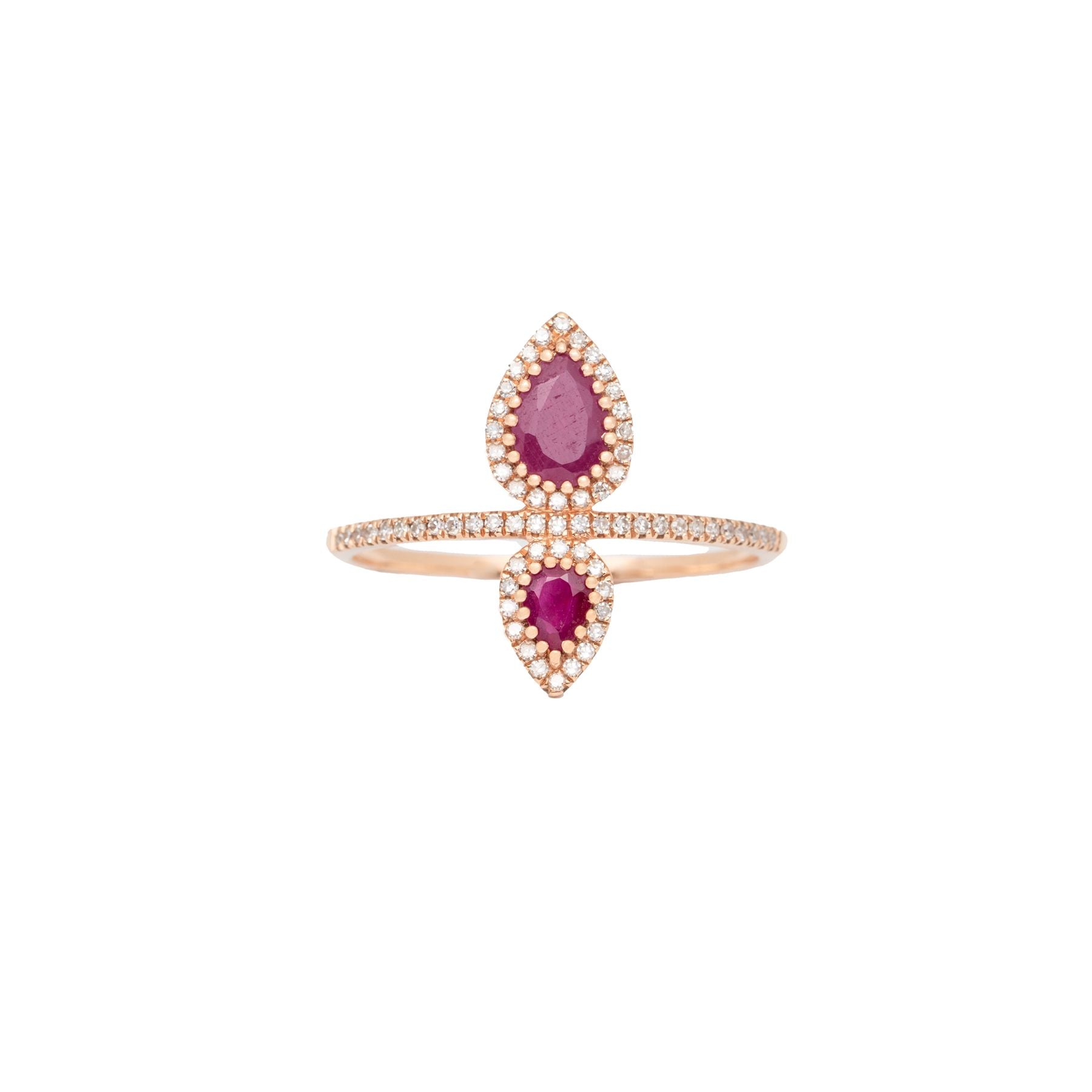 Ruby Double Tear Drop Diamond Ring - Nina Segal Jewelry