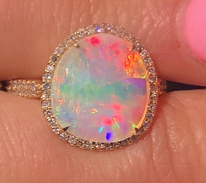Round Crystal Opal Diamond Ring - Nina Segal Jewelry