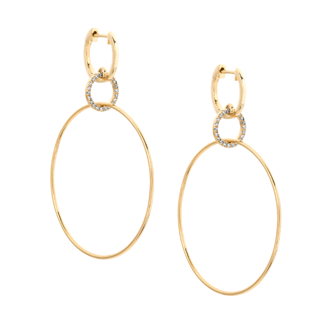 3 Tier Wire Pave Circle Hoops - Nina Segal Jewelry