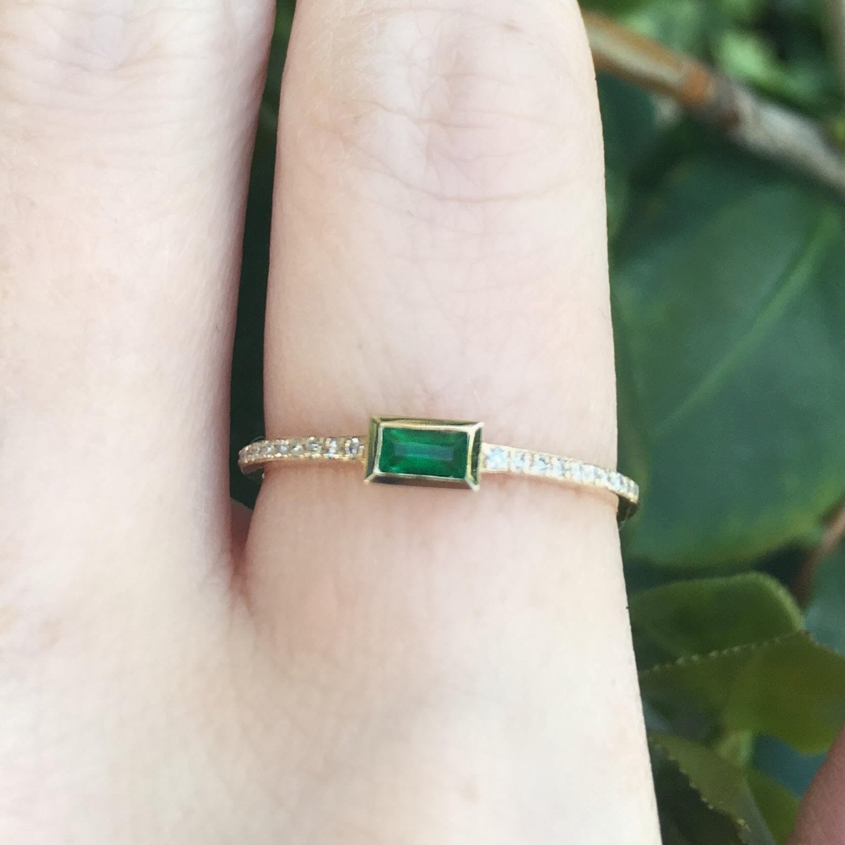 Emerald Baguette Diamond Stacker - Nina Segal Jewelry