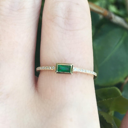 Emerald Baguette Diamond Stacker - Nina Segal Jewelry