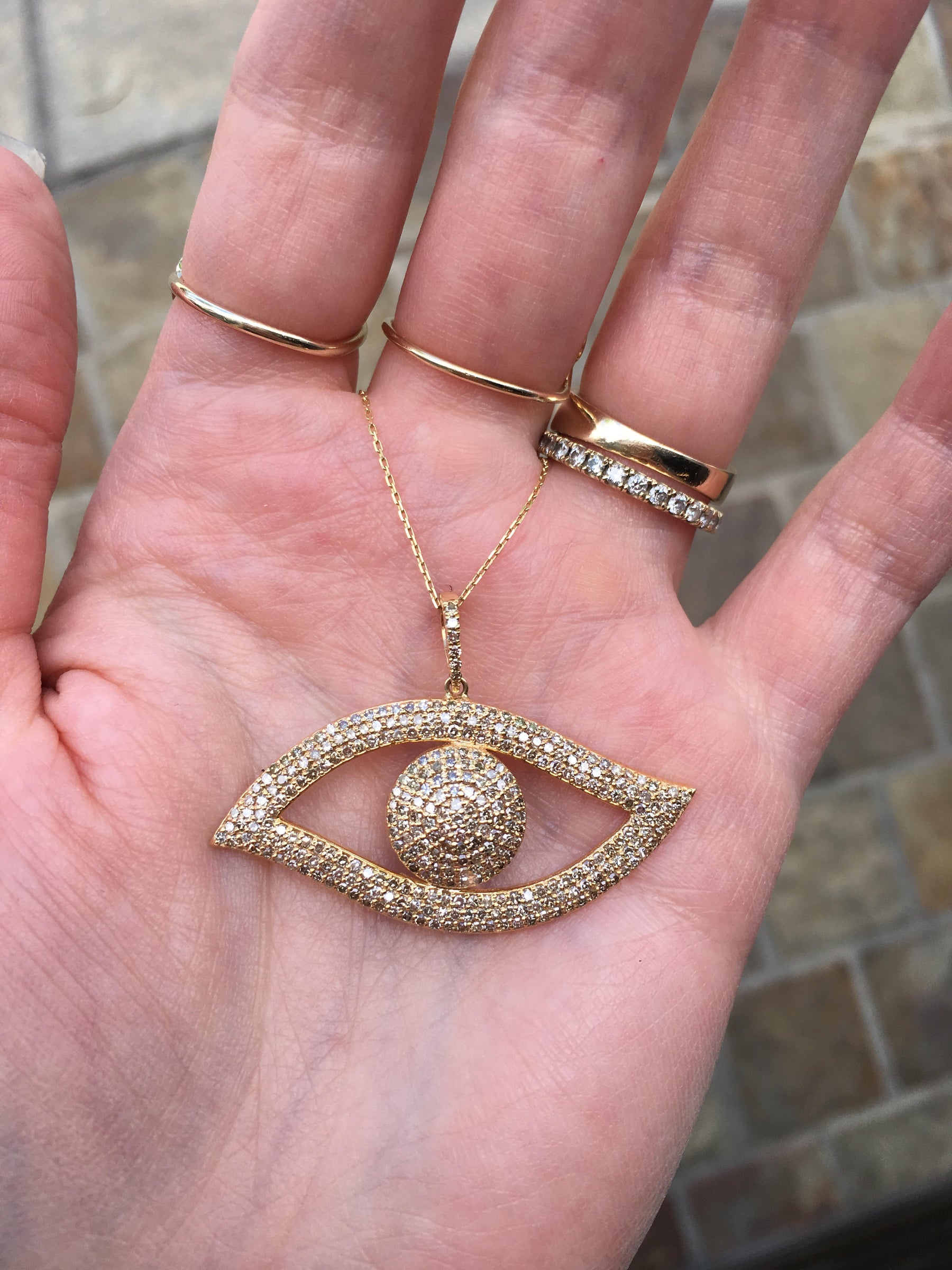 Big Diamond Evil Eye Necklace - Nina Segal Jewelry
