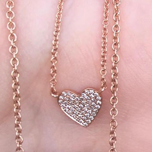 Tiny Diamond Pave Heart Necklace - Nina Segal Jewelry