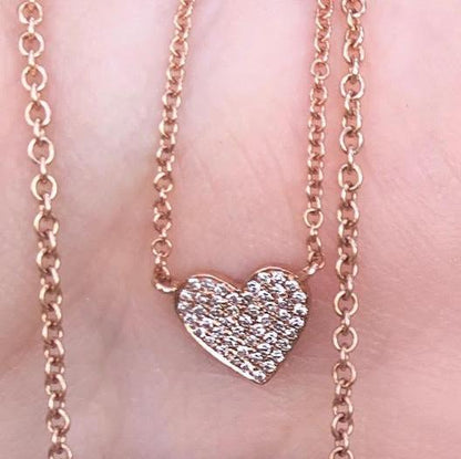 Tiny Diamond Pave Heart Necklace - Nina Segal Jewelry