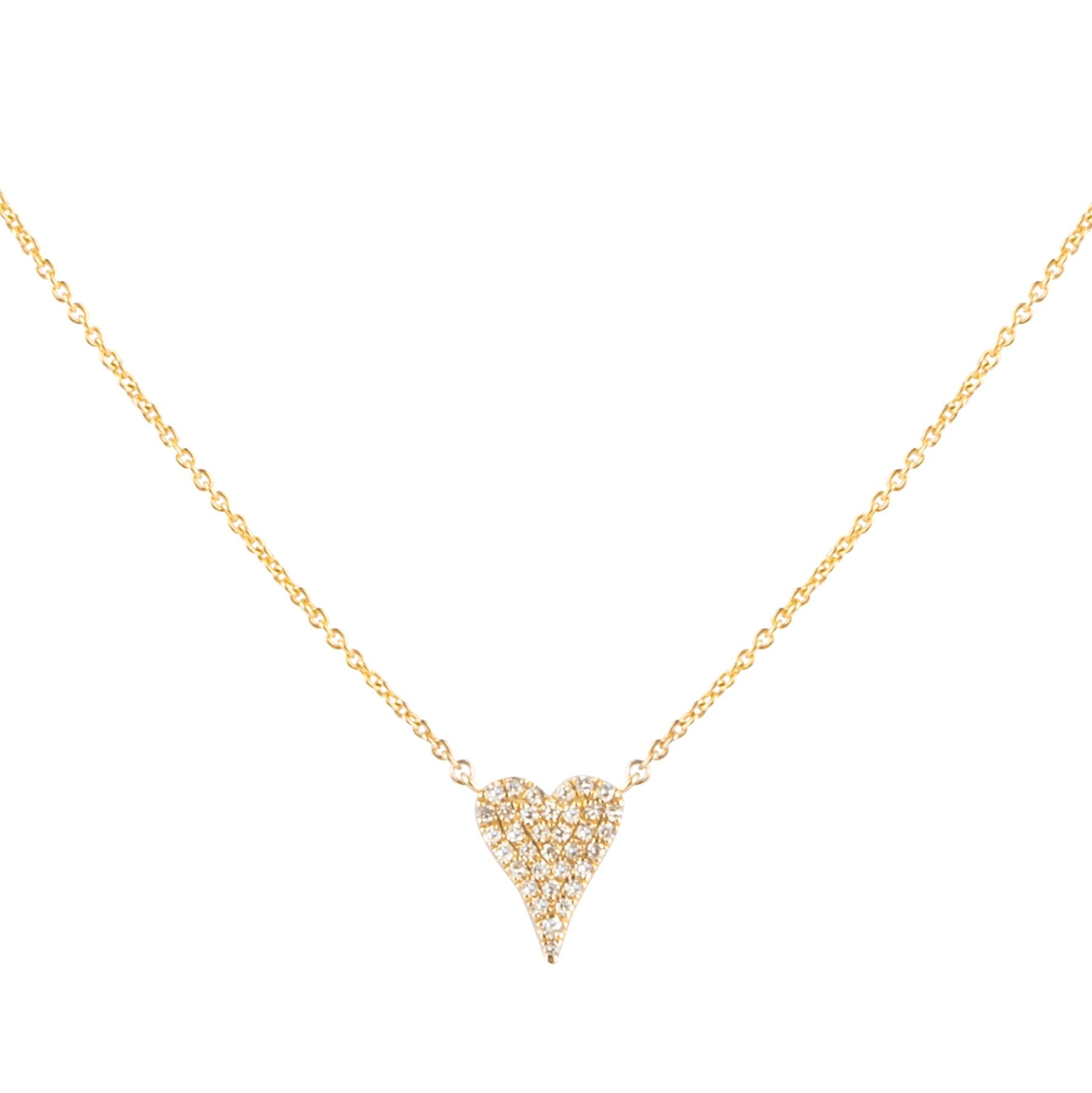 Small Elongated Heart Pave Diamond Necklace - Nina Segal Jewelry