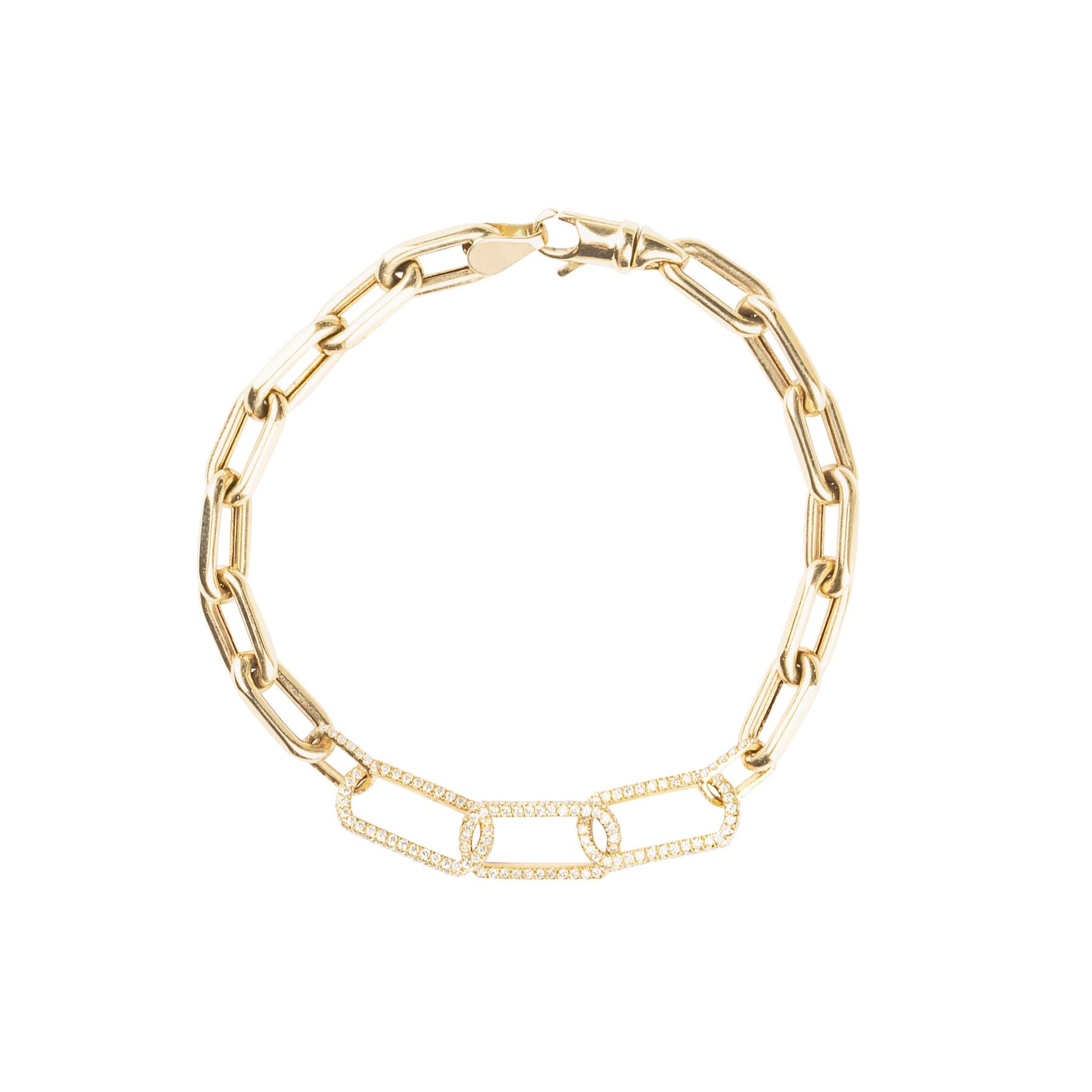 5 Pave Diamond Paper Clip Chain Link Bracelet - Nina Segal Jewelry