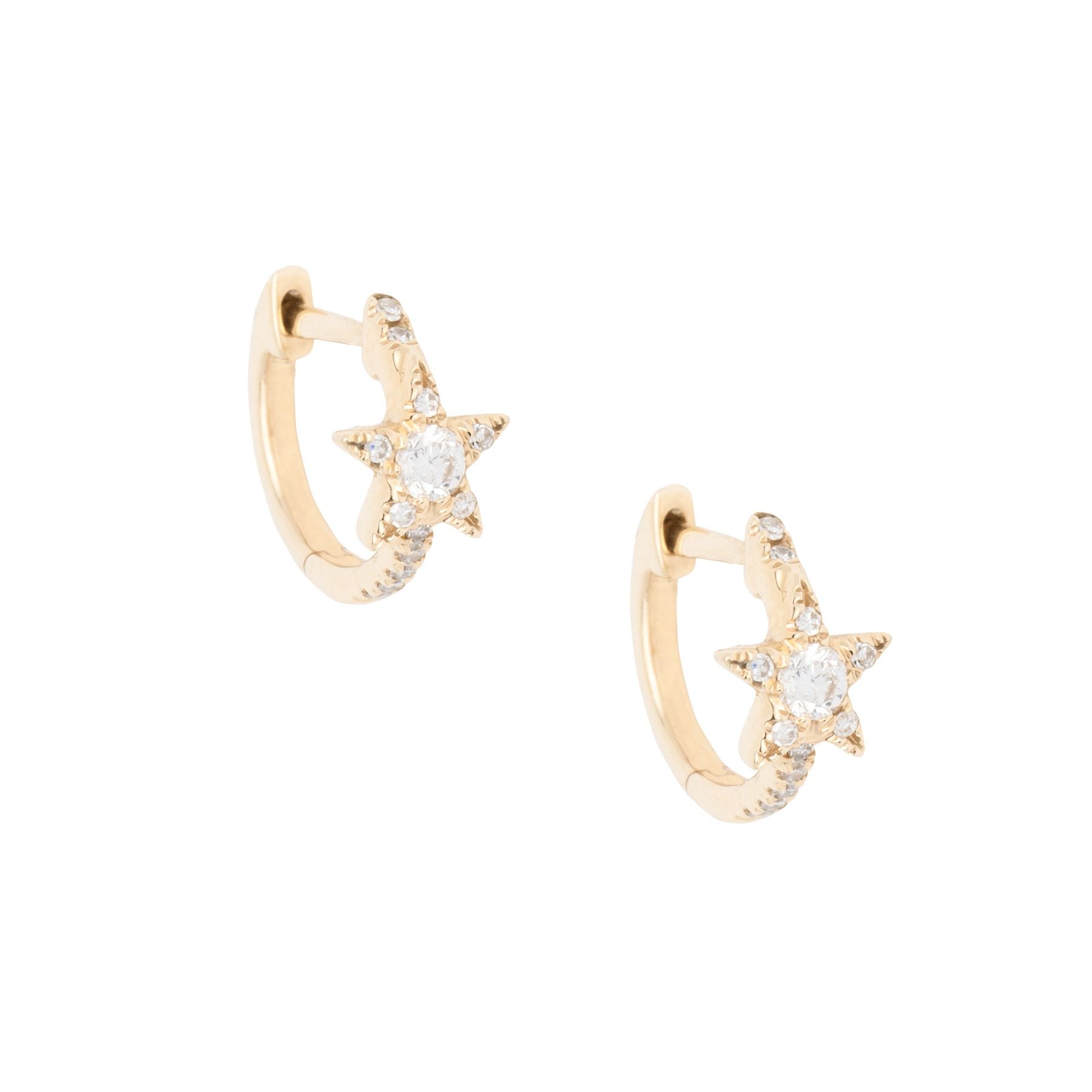 Full Pave Diamond Star Huggies - Nina Segal Jewelry