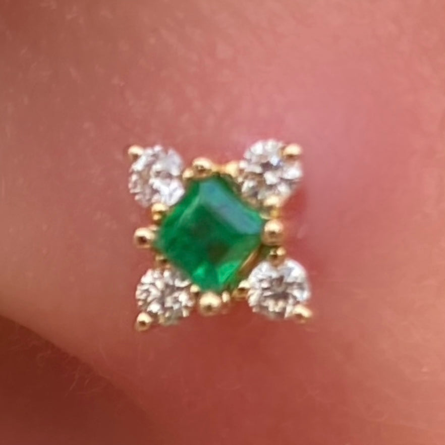 Emerald Squares Diamond Studs