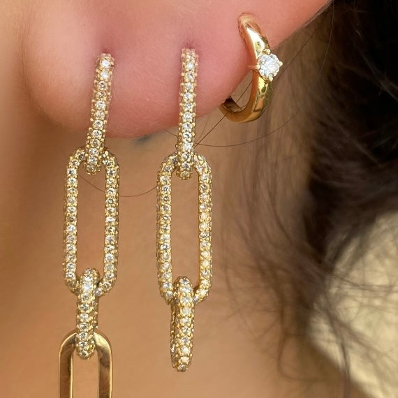Paper Clip Chain Link Diamond Earrings - Nina Segal Jewelry