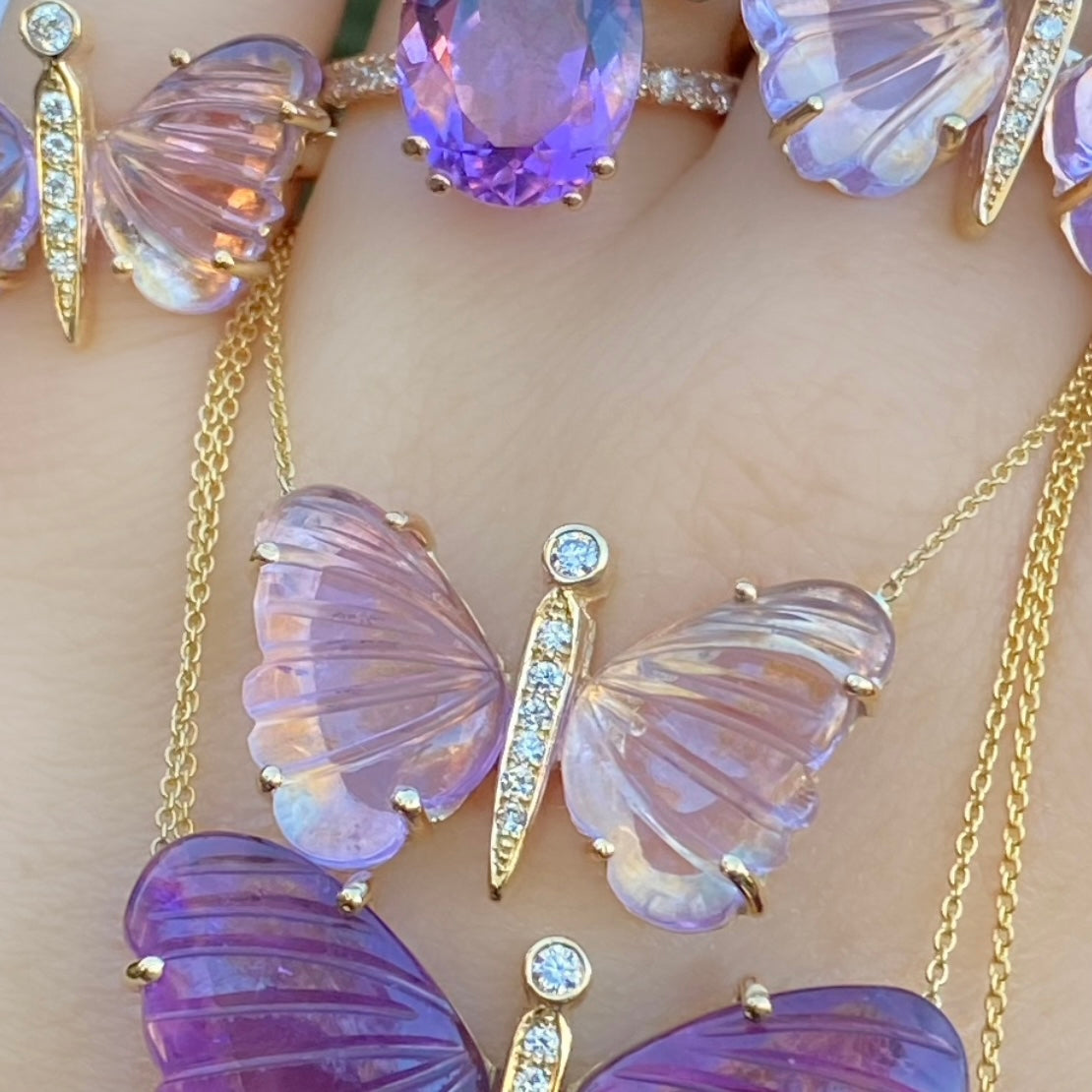 Amethyst Butterfly Diamond Necklace