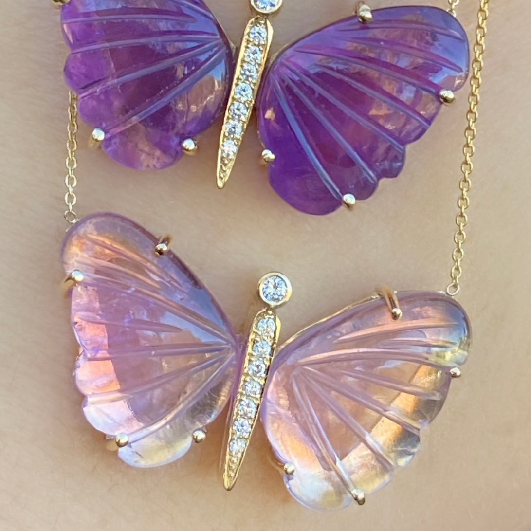 Amethyst Butterfly Diamond Necklace