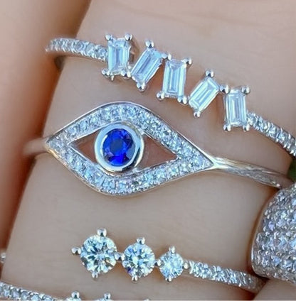 Sapphire Evil Eye Diamond Ring