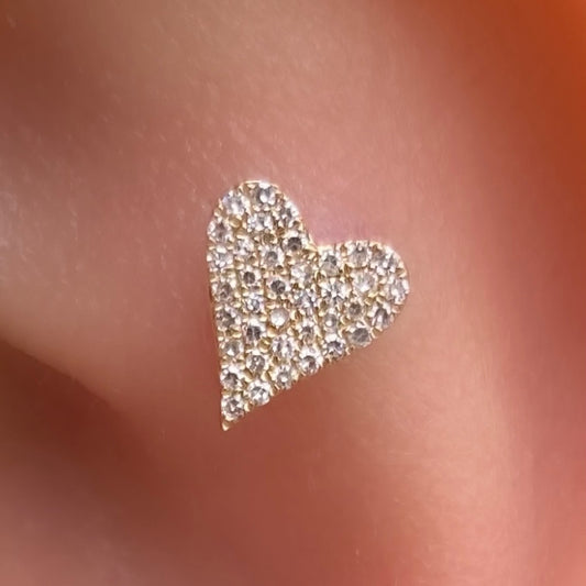 Large Pave Diamond Heart Studs