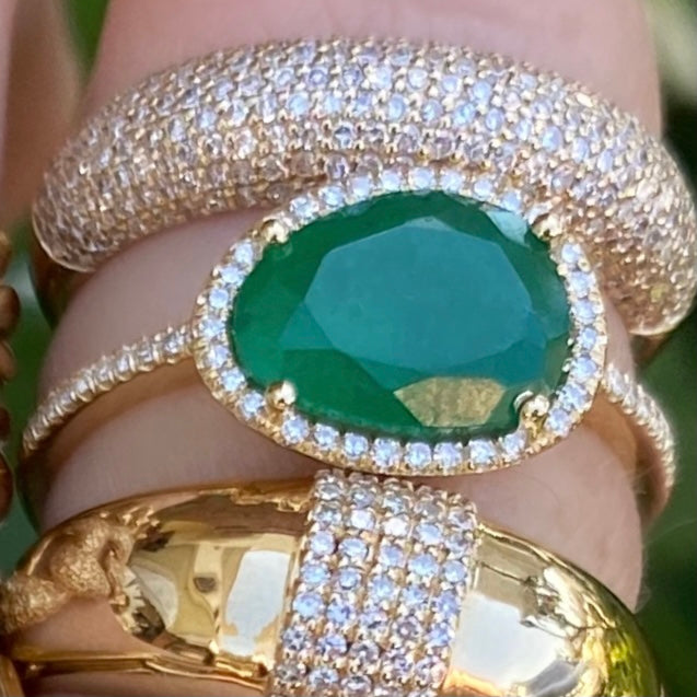 Organic Emerald Diamond Ring - Nina Segal Jewelry