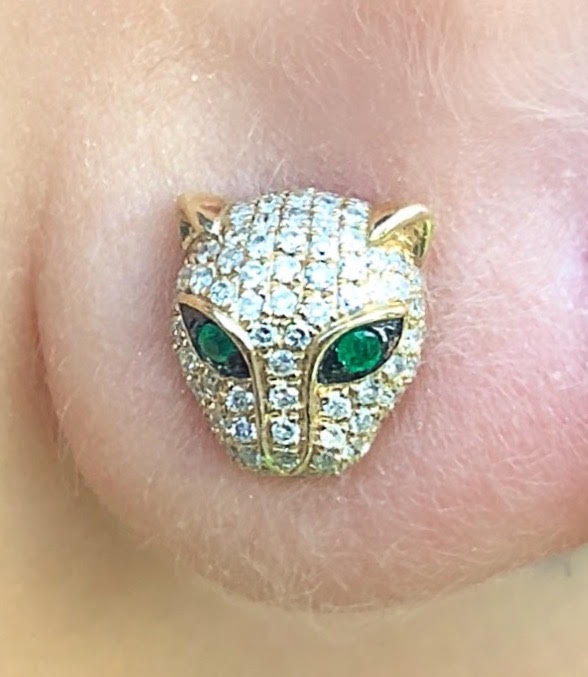 Emerald Diamond Jaguar Studs - Nina Segal Jewelry