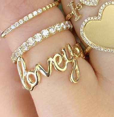 Plain Gold Love You Cursive Ring - Nina Segal Jewelry