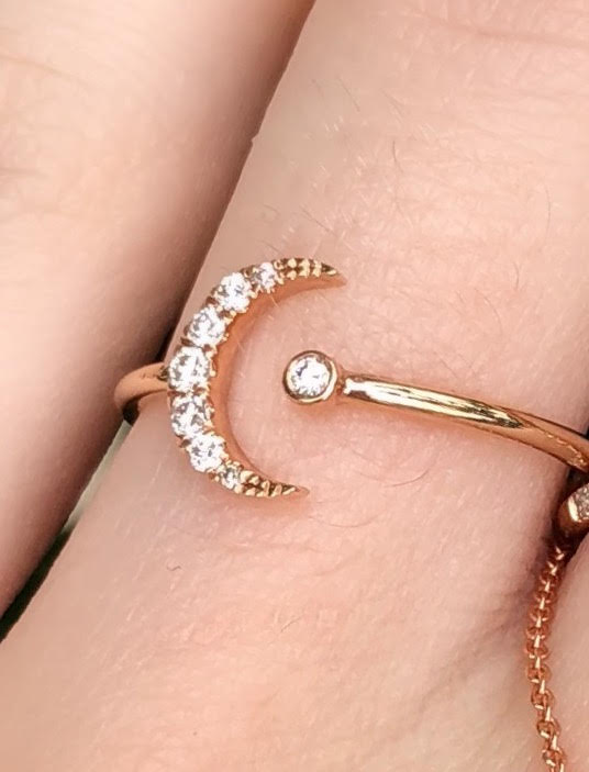 Moon Diamond Bezel Cuff Ring - Nina Segal Jewelry